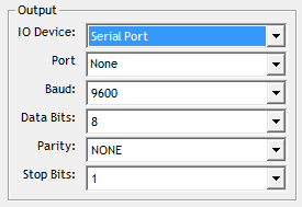  IO Device (Fc). Setup output device parameters (serial Port, Server Socket or Datagram):